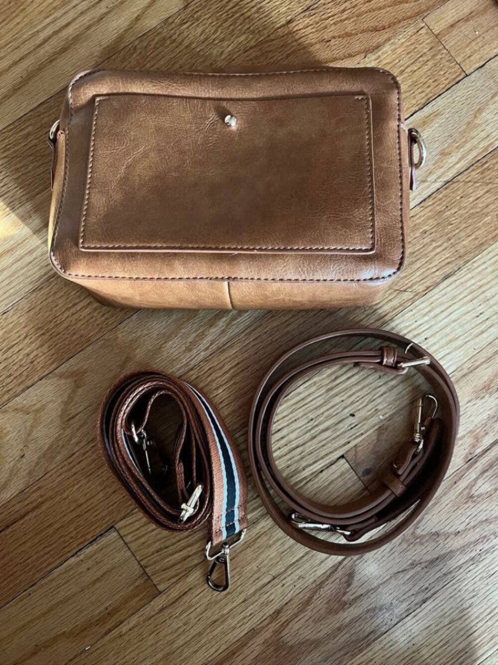 Moda Luxe Brown Leather Cross Body Bag